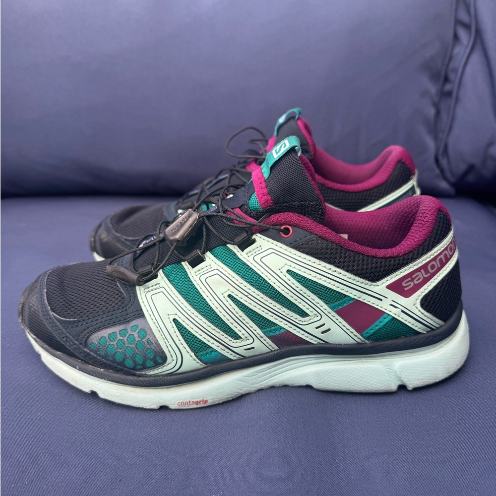 Salomon Black Teal and Magenta Women's Athletic Sneakers